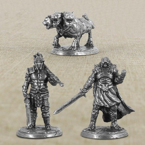 Figurines miniatures en cuivre pur Cerberus Hell, chien à trois têtes, fantôme, guerrier, soldat, modèle d'ornements, cadeaux pour hommes