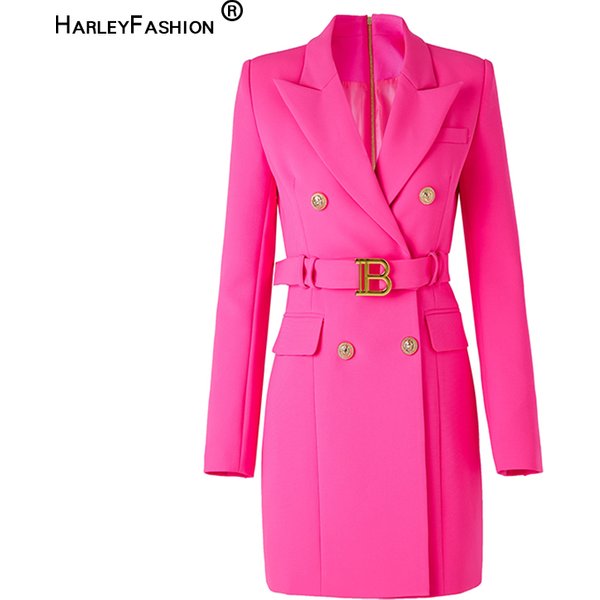 Blazer de Style américain pour femmes, robe élégante, couleur fluorescente, de rue, de qualité, robes chics, nouvelle collection automne