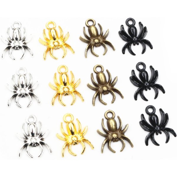 17x14mm 20 Stück Bronze Gold Antik versilbert schwarze Spinne handgefertigte Charms Anhänger: DIY für Armband Halskette