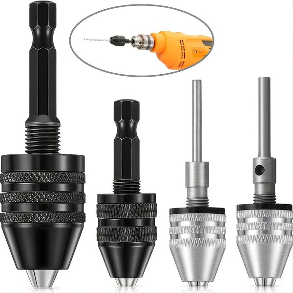 Mandrin de perçage sans clé, 1/4, 1/8, 1/16 pouces, tiges hexagonales et rondes, petit adaptateur de changement de mandrin de perceuse
