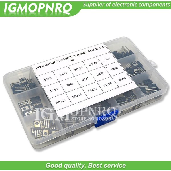 Kit d'assortiment de transistors TO-126, 150 pièces, pack B772 D882 BD139 BD140 C106 D669 B649 D237 D238 13003 BD136 BD235 BD438 BT134 2P4M