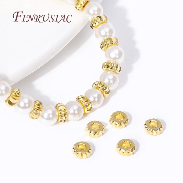 Perles Rondes Ondulées en Laiton Plaqué Or 18K, Vente en Gros, en Vrac, pour Bracelet, Collier, Bricolage, Bijoux de Direction
