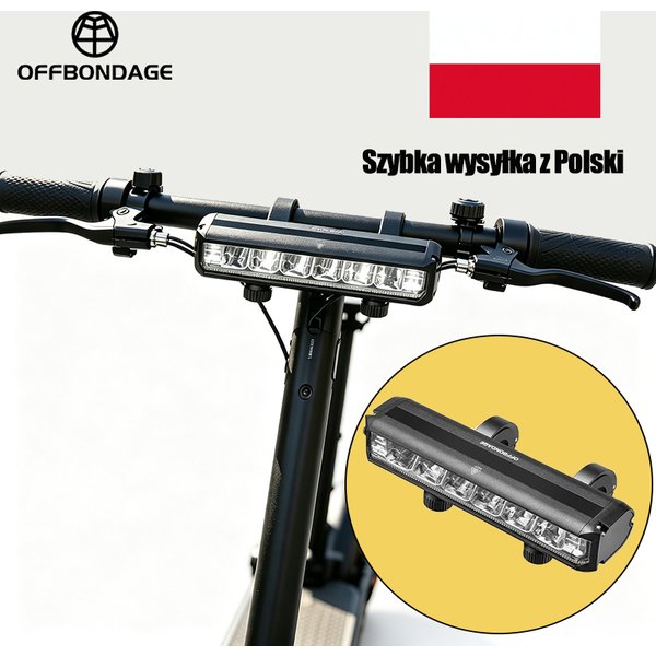 OFFBONDAGE Electric Scooter Headlight 2600LM 8000mAh TYPE C Rechargeable Aluminum Alloy Waterproof 5 Light Modes Bicycle Front Lamp for E Scooter MTB Road Bike Cycling