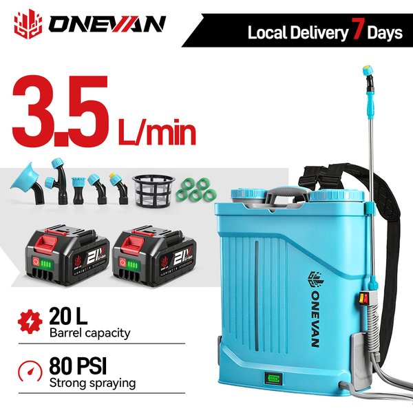 Pulvérisateur électrique haute capacité ONEVAN 20L pour jardin, pelouse et irrigation, compatible avec la batterie Makita 21V.
