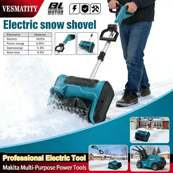 Für Makita 18/20V Akku Schnurlose Schneeschaufel Schneefräse aus Kohlenstoffstahl ABS Kältebeständig Sicherheit mit Batterien