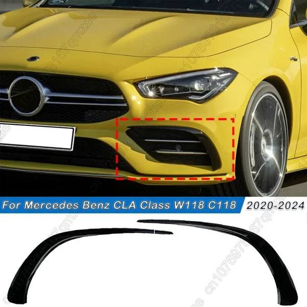 Für Mercedes Benz CLA Klasse C118 X118 CLA35 AMG 2020-2024 Schwarz Frontschürze Spoiler Seite Splitter Air Vent nebel Lampe Grille Trim
