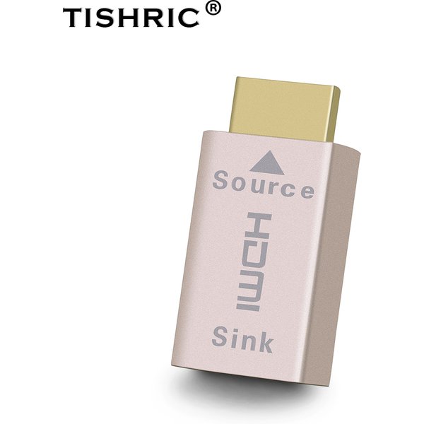 TISHRIC VGA HDMI-kompatibler Virtueller Display-Adapter Dummy-Stecker Emulator Sperre 4K Headless Ghost Display Emulator DDC Edid