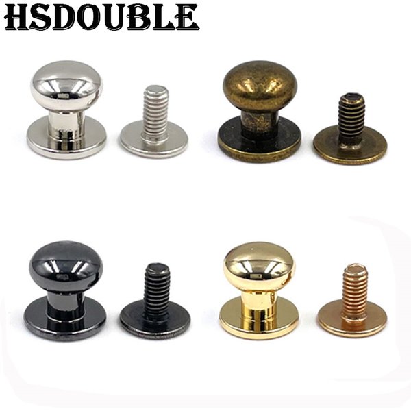 10 Sets Metal Alloy Knob Screw Rivets Studs DIY Crafts Leather Belt Watchband Round Monk Head Decor Nail Buckles