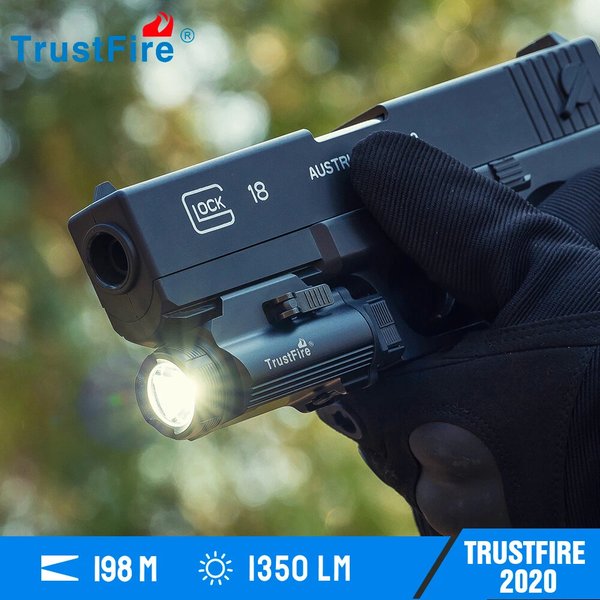 Lampes de poche tactiques LED Trustfire GM35, 1350 lumens, mini lampe de chasse pour pistolet, rechargeable par USB, dégagement rapide, rail 1913/GL