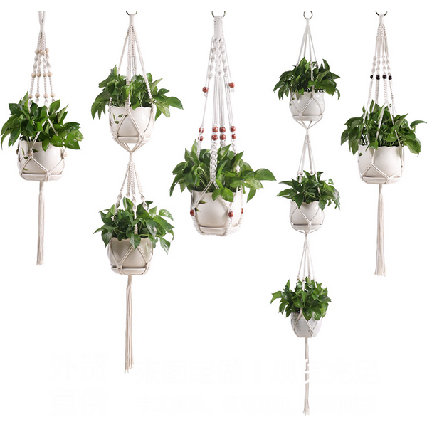 Panier suspendu pour plantes en macramé fait à la main, support pour Pots de jardin, balcon, décoration murale suspendue, corde de levage nouée, décoration de maison