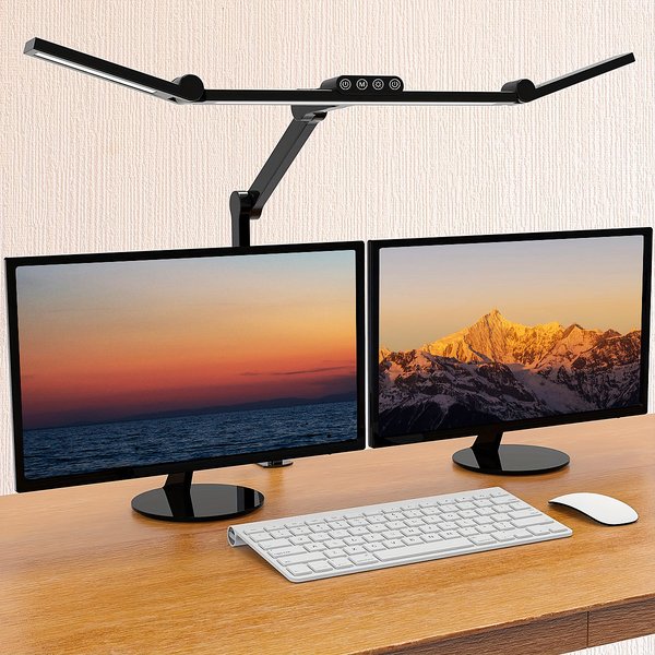 Lampe de bureau LED avec pince, lampe de bureau d'architecte pour le bureau à domicile avec éclairage d'ambiance, lampe de bureau à gradation automatique ultra lumineuse 24 W