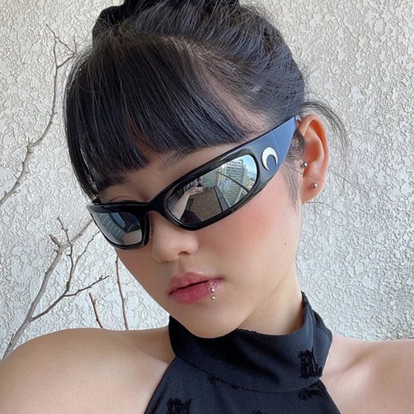 2023 Neumond rechteckige Sonnenbrille für Frauen Mann Vintage Outdoor-Radsport Sport Hip Hop Punk Sonnenbrille UV400 Trend weiblich