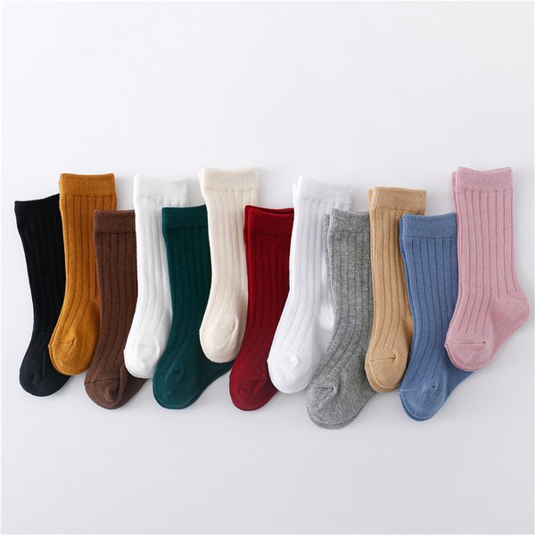 Lawadka 0-5 Jahre Kinder Jungen Mädchen Socken Baumwolle Solide Gestreift Weiche Baby Knie Lange Kindersocken Schule Sport Babysocke 12 Farben