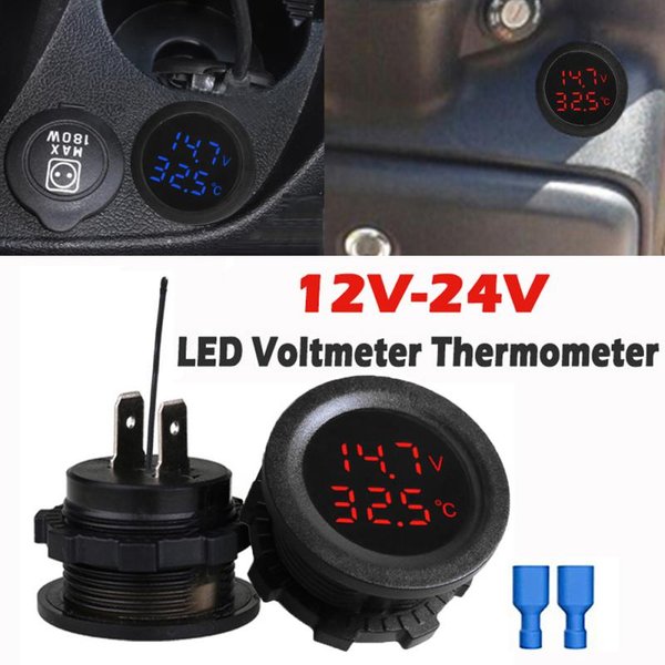 12-24V Auto Temperatur Voltmeter Auto Spannung Meter Display Digitale Messung Für Auto Motorrad Boot Thermometer O