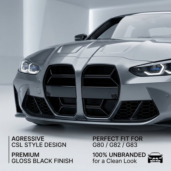 Calandre avant style CSL noir brillant pour BMW M3 M4 G80 G82 G83 2021-2025, calandre de pare-chocs avant compatible ACC