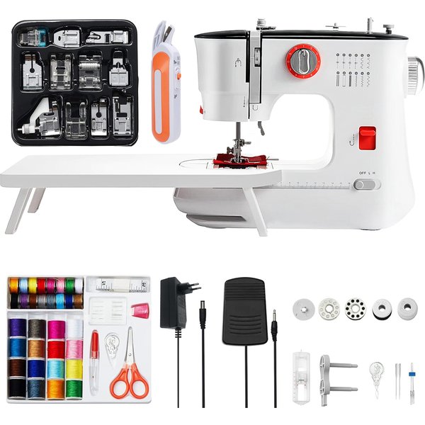 12 Stitches Electric Sewing Machine Mini Double Thread Sewing Machine with Extension Table Larger Workspace EU