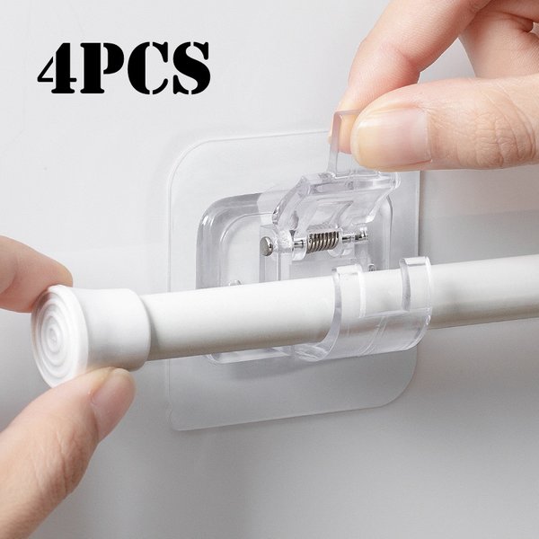 Crochets auto-adhésifs sans poinçon, crochet à Clip pour tringle à rideau de douche, support suspendu, Clip fixe pour la maison