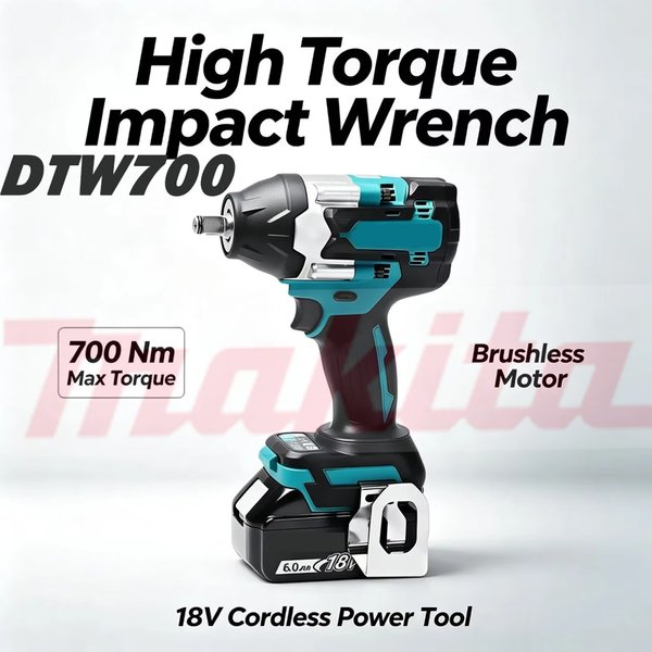 für Makita 1200N.M Bürstenloser Elektrischer Schlagschrauber 1/2 Zoll Kabelloser Drehmomentschlüssel Schraubendreher Elektrowerkzeug für Makita 18V Akku
