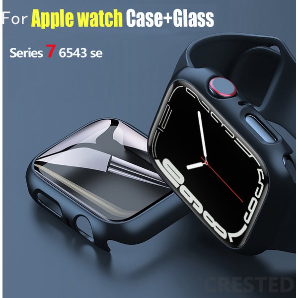 Glas + Abdeckung für Apple Watch Gehäuse 45 mm 41 mm 44 mm 40 mm 42 mm 38 mm iWatch 8 3 6 SE Displayschutzfolie Apple Watch Serie 7 Zubehör