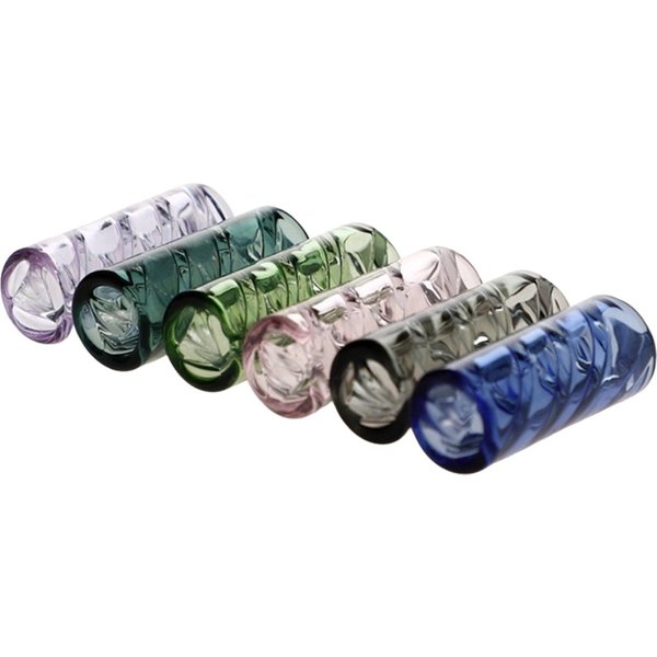 5 Stück D12XH30mm Mini-Glas-Zigarettenfilter mit dreieckigem Streifenmuster, runder Mundstück für trockene Kräuter, Drip-Mundstück, neues Design
