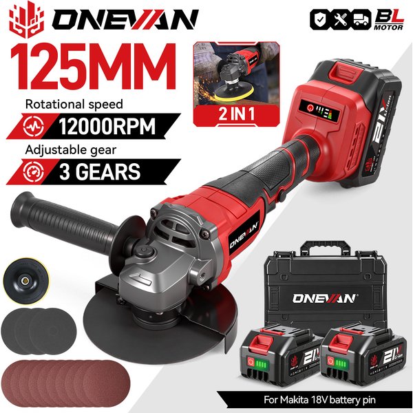 ONEVAN Bürstenlosen 125mm M14 Winkel Grinder Schneiden Maschine Cordless Elektrische Winkel Grinder Power Werkzeuge Für Makita 18V Batterie pin