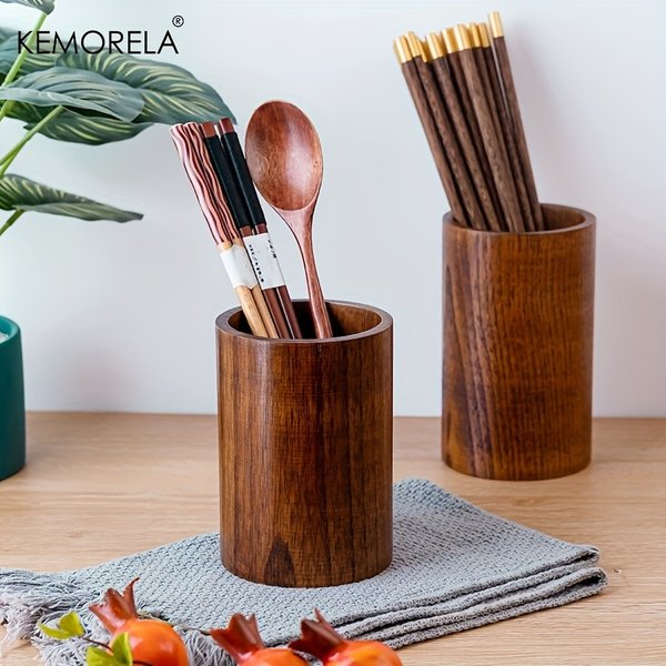 KEMORELA 1PCS Kitchen Utensil Holder Chopstick Cage Wooden KItchen Utensil Holder Chopsticks Storage Holders Kitchen Supplies