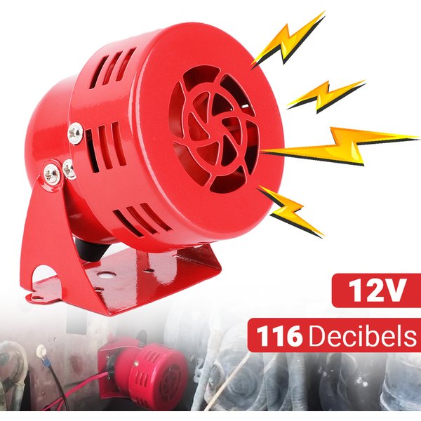 12v Mini 110dB rouge Raid aérien sirène klaxon haut-parleur alarme voiture camion son moteur électrique entraîné klaxon d'air comprimé forte sirène klaxon