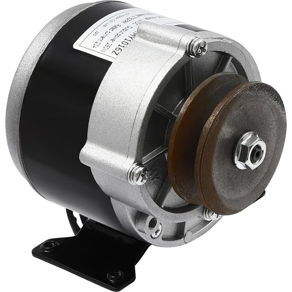Moteur électrique à réduction de vitesse 12V 250W, moteur électrique 2750 tr/min avec poulie à courroie, moteur à balais pour vélos, scooters et vélos électriques
