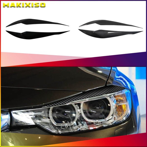 Autocollants de couverture de sourcils de lampe de phare automatique, pour BMW série 3 F30 F31 318i 320i 2012 – 2018, couvercles de paupières de voiture, nouveau ABS carbone