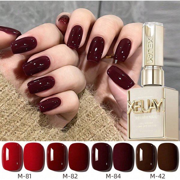 15ml Red Gel Nail Polish,UV Light Cure For Nail Art DIY Manicure At Home,2025 New White Showing Red Manicure Set