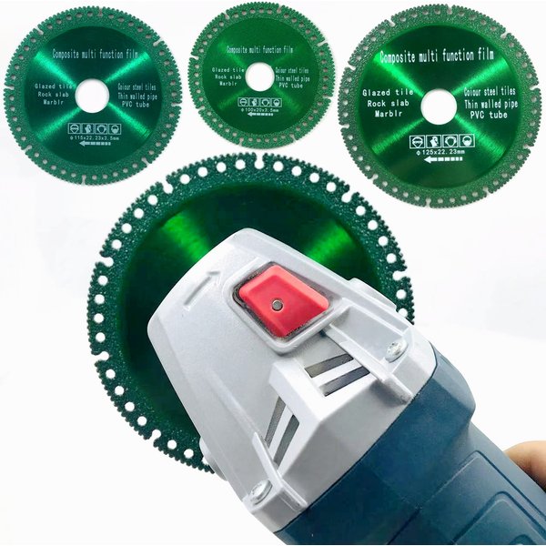 Disque de coupe diamanté brasé 115/125 mm, alésage 22,23 mm, pour acier, métal, pierre, fonte, armatures en acier, aluminium