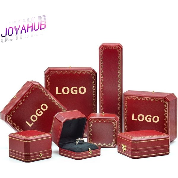 Anpassbares Logo Vintage achteckige Goldtext Aufbewahrungsbox Ring Ohrnagel Armband Schmuck Verpackung Fall Sammlung Aufbewahrungsbox