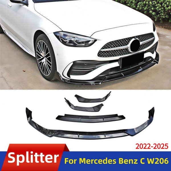 3 Pièces Protection de Pare-chocs Avant, Lame de Pare-chocs, Diffuseur de Lame de Pare-chocs, Accessoires de Tuning pour Mercedes Benz Classe C W206 2022-2025