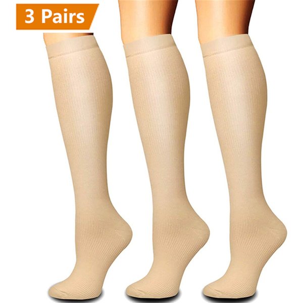 3 Pair Compression Socks Knee High Varicose Veins Stockings Men Women Sport Socks Anti Fatigue Pain Relief Compression Stockings
