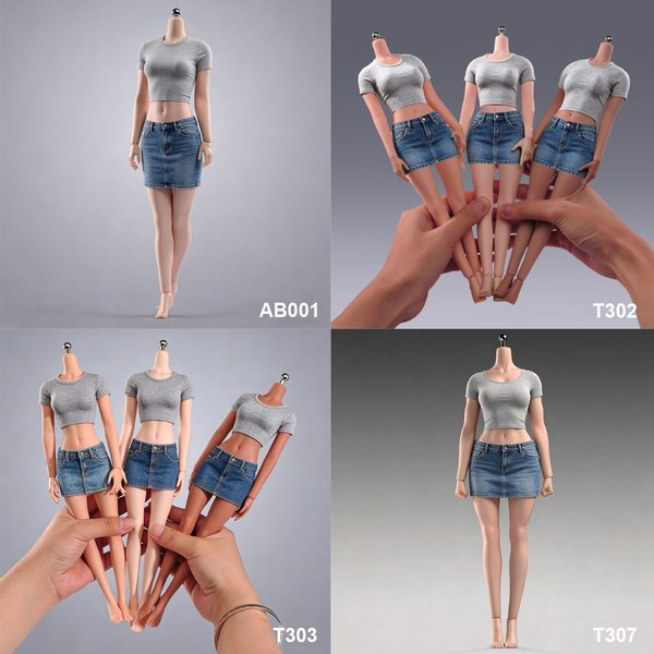 Corps féminin sans couture à l'échelle 1/6 T307 T303 T302 AB001, gros seins, 12 pouces, corps de figurine articulée super flexible, modèle de poupée, jouets