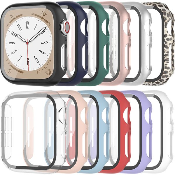 Glas + Case Voor Apple Horloge Serie 8 7 6 Se 5 4 3 2 Iwatch Case 45Mm 41mm 44Mm 40Mm 38Mm 42Mm Bumper Screen Protector Cover Ho