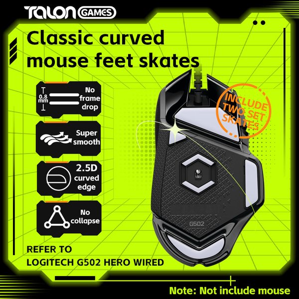 2 Sätze Talon games Mausfüße hellgrau benutzer definierte Maus schlittschuhe mit gebogener Kante für logitech g502 Held verdrahtete Maus füße Ersatz