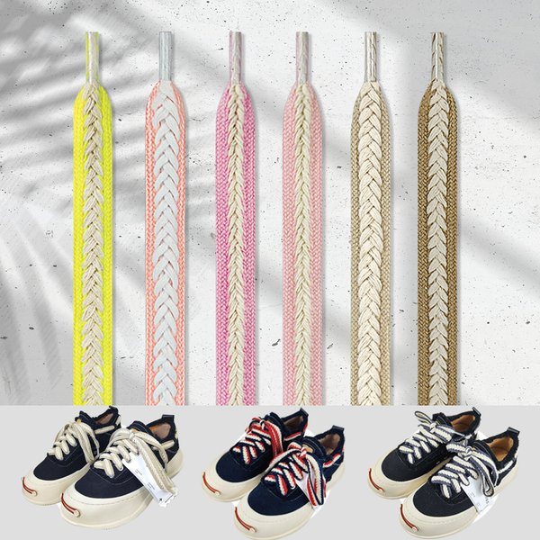 Luxury Flat Braided Rope Shoelaces for Sneaker Twist Cotton Weave Classic Shoe Laces Marshmallow Textured Shoelace for Women Man