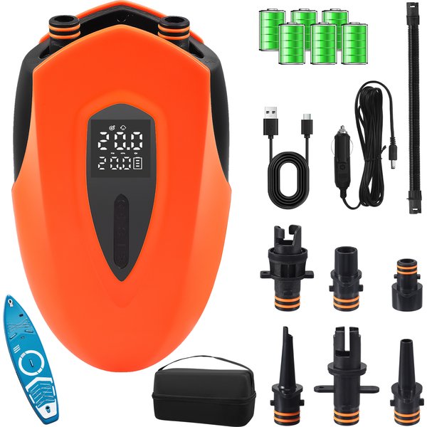 Elektrische SUP-Pumpe, 20 PSI, 12000 mAh, elektrische SUP-Luftpumpe mit LED-Licht, 12 V DC, geeignet für aufblasbare Paddle-Boards, Zelte