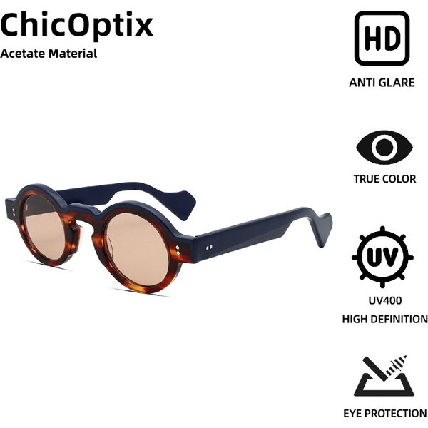 ChicOptix Retro Runde Punk Design Sonnenbrille Frauen Männer Mode Niet Dekoration Acetat Sonnenbrille UV400 Farbige Nylon Objektiv