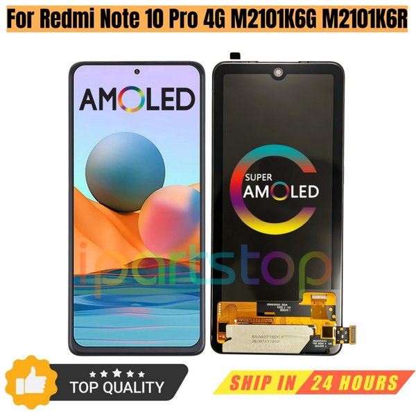 Écran de remplacement iParts neuf pour Xiaomi Redmi Note 10 Pro 4G M2101K6G M2101K6R AMOLED avec écran tactile et châssis assemblé, testé