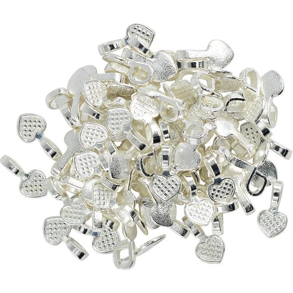 100Pcs Heart Glue on Bails Setting for Necklaces Pendant Earrings