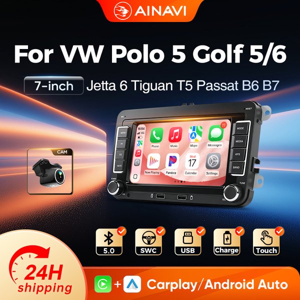 AINAVI 7 inch 2 Din Car Radio Wireless Carplay For VW Passat B6 B7 CC Golf 6 T5 Polo 5 Tiguan Jetta MK6 EOS Android Auto Car Multimedia SWC FM