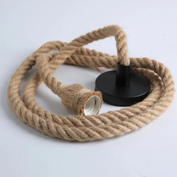 Vintage 1/2/3/4m Long Hemp Rope Retro Loft Single Head Double Heads Industrial Light Hanging Lamp Pendant Light Edison Lamp