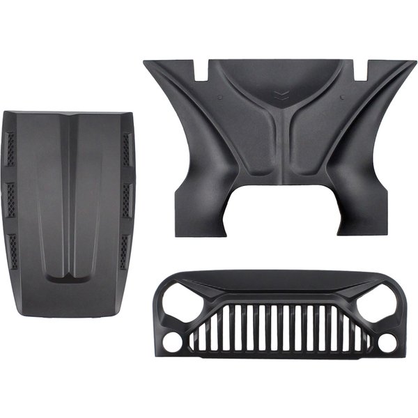 RS RC 1:10 RC body shell Wrangler Rubicon for axial SCX10 D90 90046 90047 313mm wheelbase Angry face MS hood intake grille