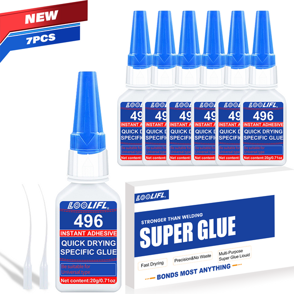 LOOLIFL 20ml 496 Colle Super Forte Instantanée Universelle Cyanoacrylate Puissante pour Résine Céramique Métal Verre Séchage Rapide Outil de Collage