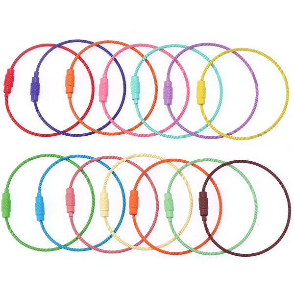 10 Stück 52 mm bunter Edelstahldraht-Schlüsselanhänger, Kabel, Seil, Schlüsselanhänger, Schlaufenhalter, Schlüsselanhänger für Sport, Reisen, Outdoor-Werkzeuge