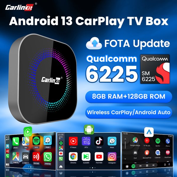 CarlinKit TV Box S2F Android 13 CarPlay AI Box SM6225 8-Kern Wireless CarPlay Android Auto Video-Streaming-Box 4G LTE & WLAN GPS