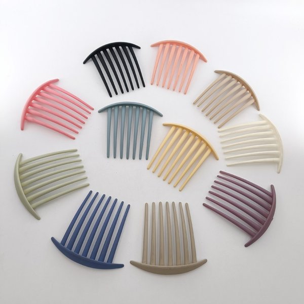 Colorful Headdress Fashion Girls Women Accessories 9cm Frosted solid color Vintage Boutique Frosting 7 teeth Plastic Hair Combs