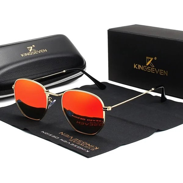 KINGSEVEN-Lunettes de Soleil Hexagonales Rétro en Acier Inoxydable pour Homme, Légères, 18g, Nouvelle Collection 2023